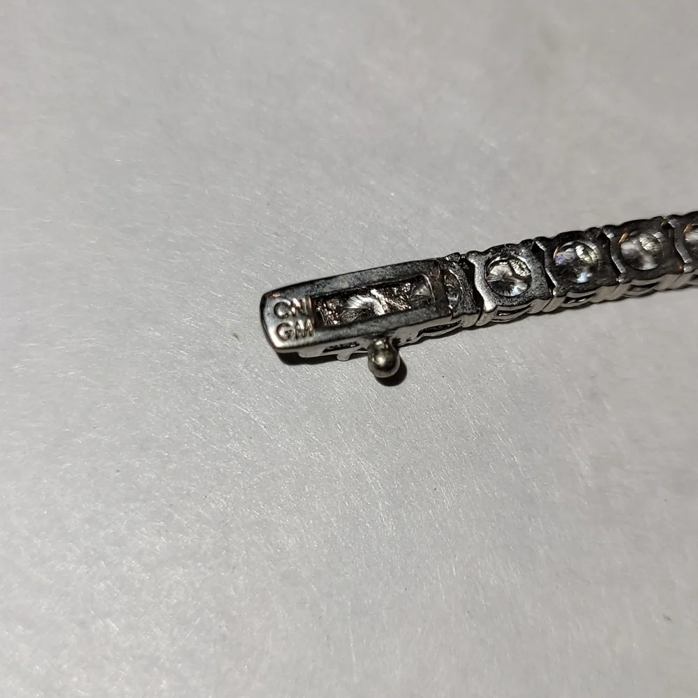 Silvertone Necklace Stamped CN GM